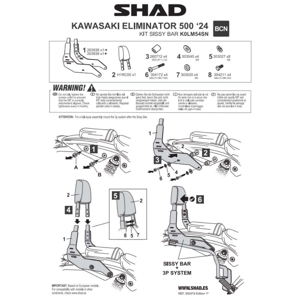 SHAD Sissybar for Kawasaki Eliminator 500