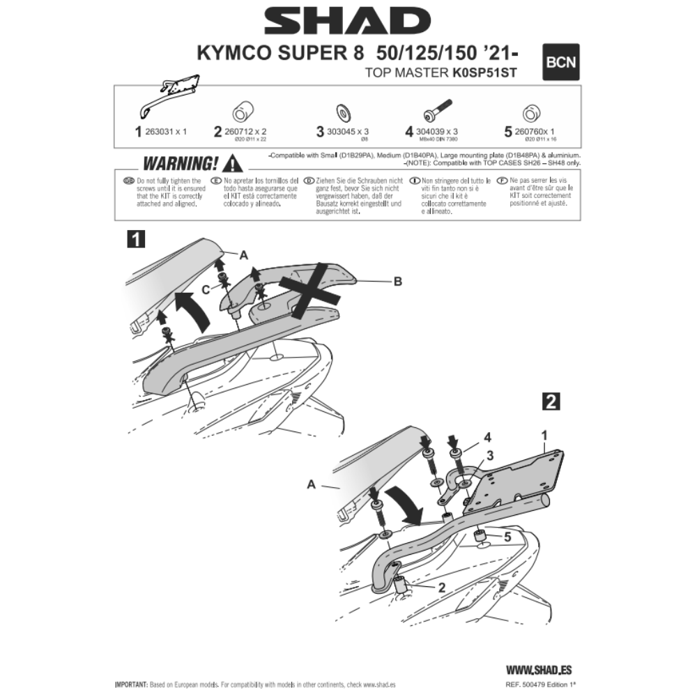 SHAD Top Box Bracket Kymco Super 8 150 2021-2025