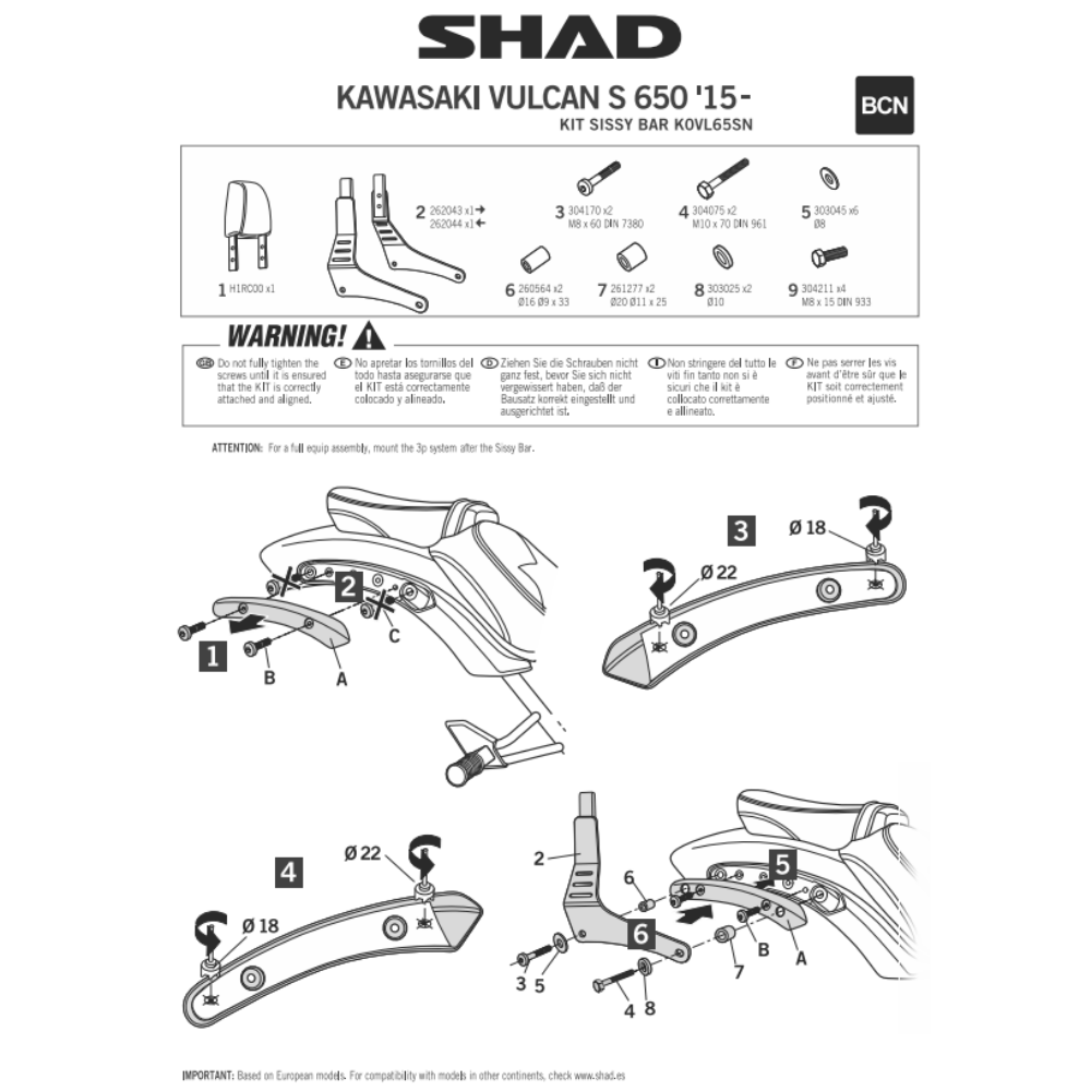 SHAD Sissybar for Kawasaki Vulcan S 650