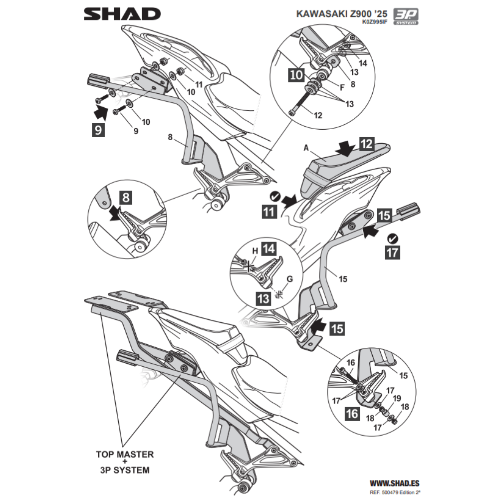 SHAD 3P System Side Bracket Kawasaki Z900 2025-2026