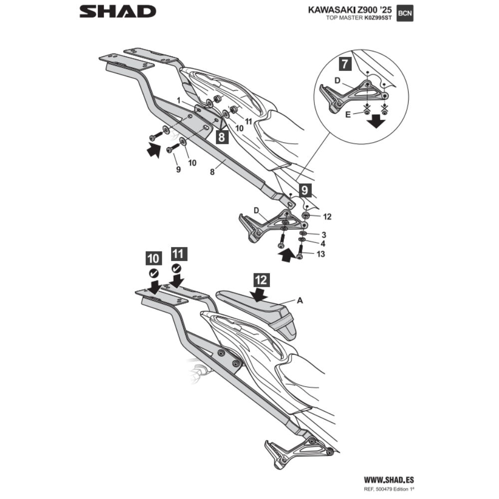 SHAD Top Box Bracket Kawasaki Z900 2025-2026