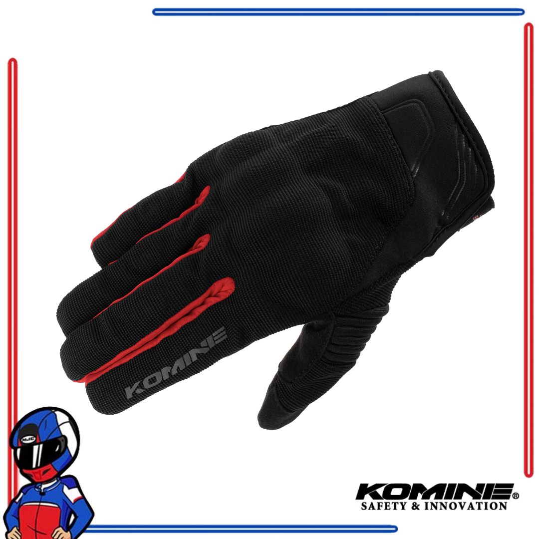 KOMINE Protect Mesh Brave Gloves Black; Black Red