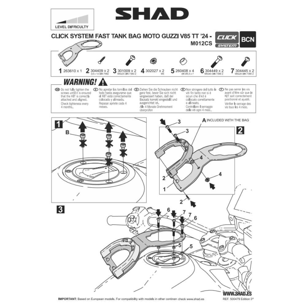 SHAD Click System Fitting Kit Moto Guzzi