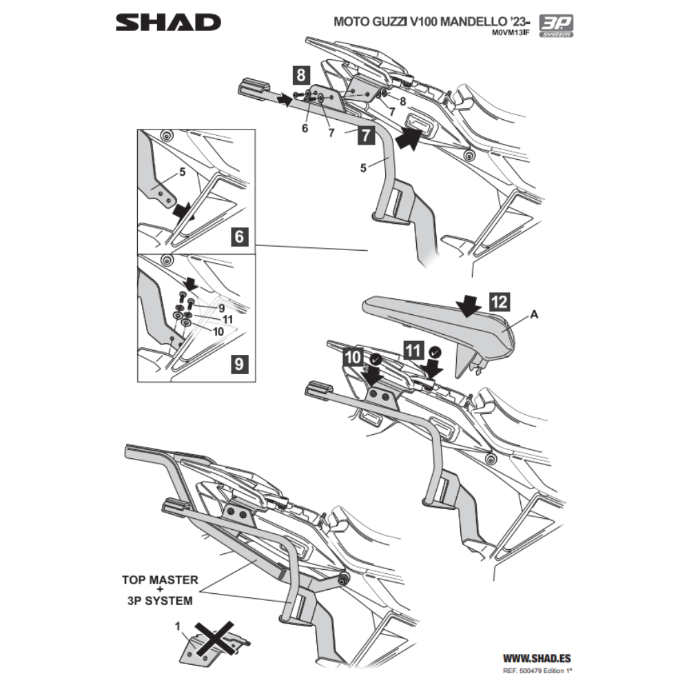 SHAD 3P System Side Bracket Moto Guzzi V100 MANDELO 2022-2026