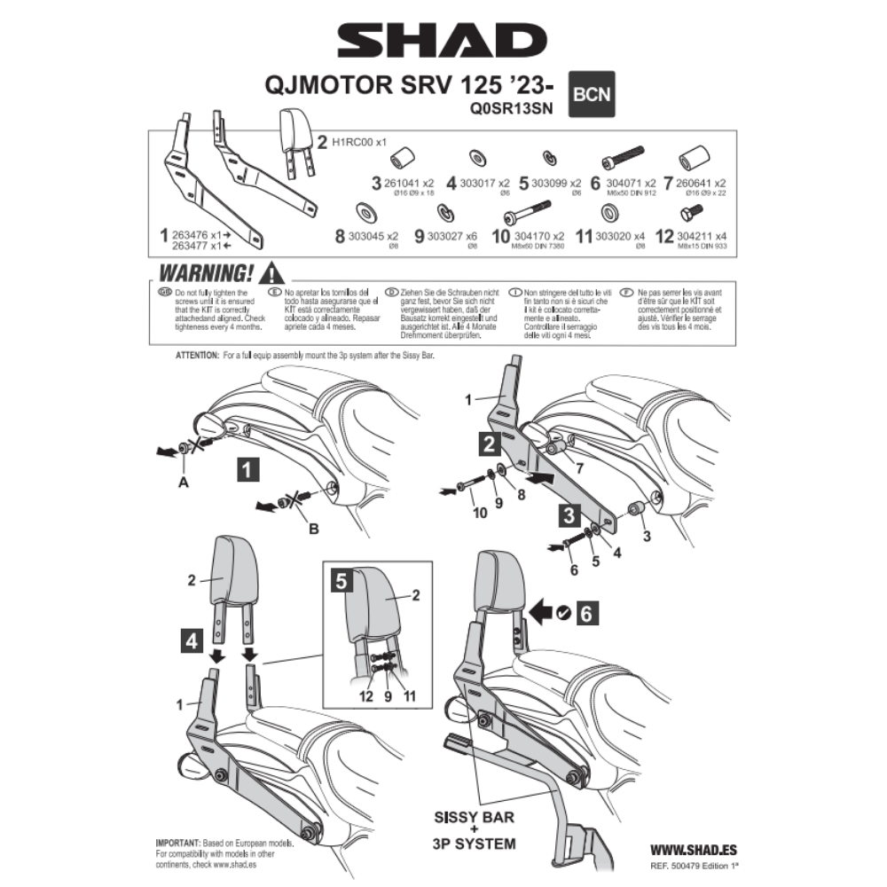 SHAD Sissybar for QJ MOTOR SRV 200 2023-2026