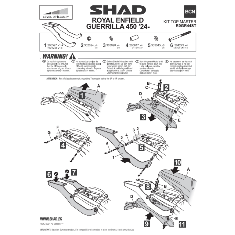SHAD Top Box Bracket Royal Enfield GUERRILLA 450 2024-2026