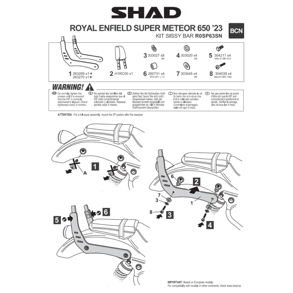 SHAD Sissybar for Royael Enfield SUPER METEOR 650 2023-2026