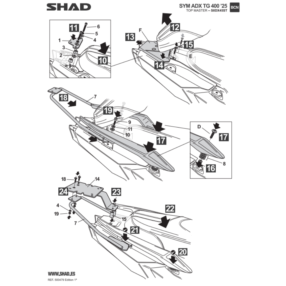 SHAD Top Box Bracket SYM ADX TG 400 2025-2026