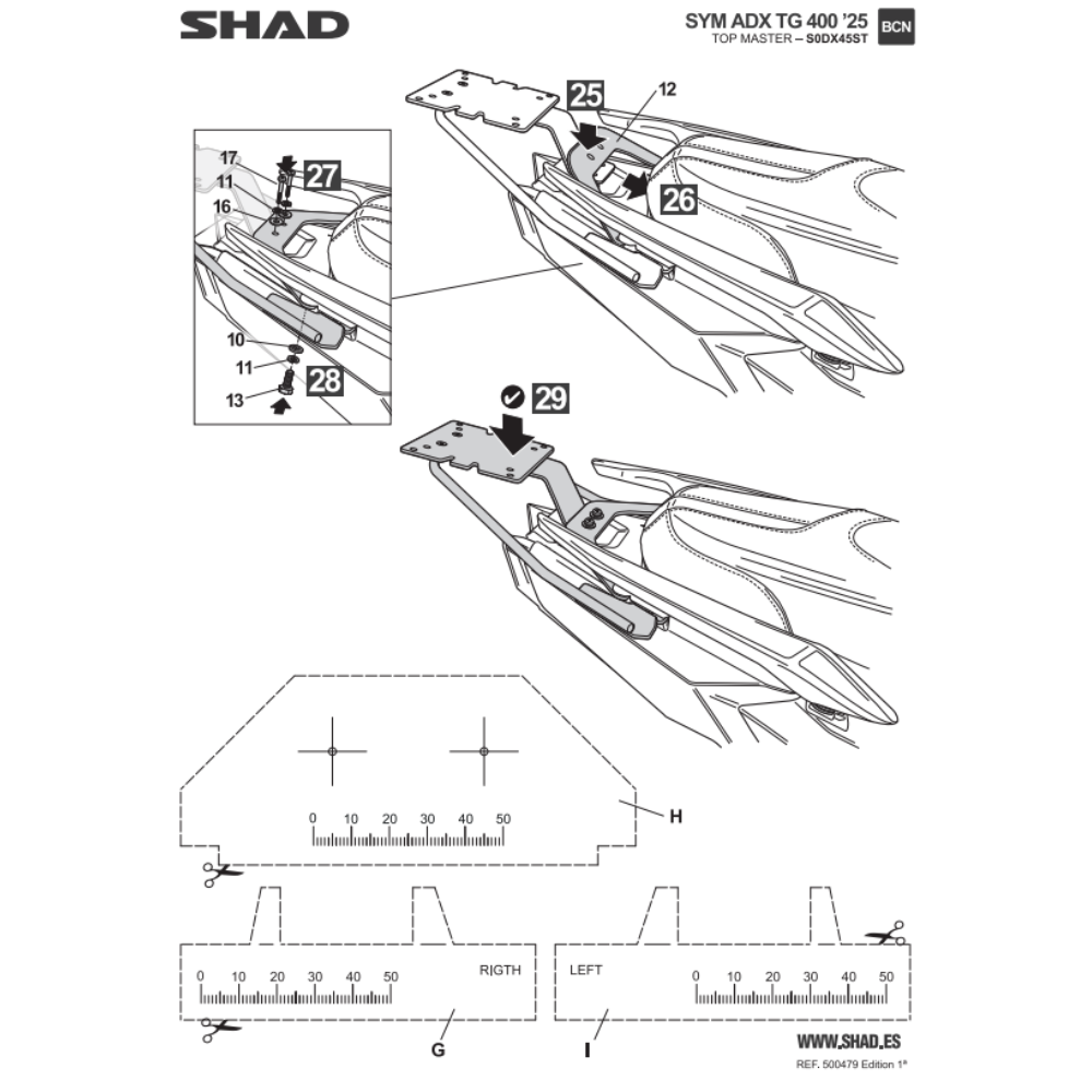 SHAD Top Box Bracket SYM ADX TG 400 2025-2026
