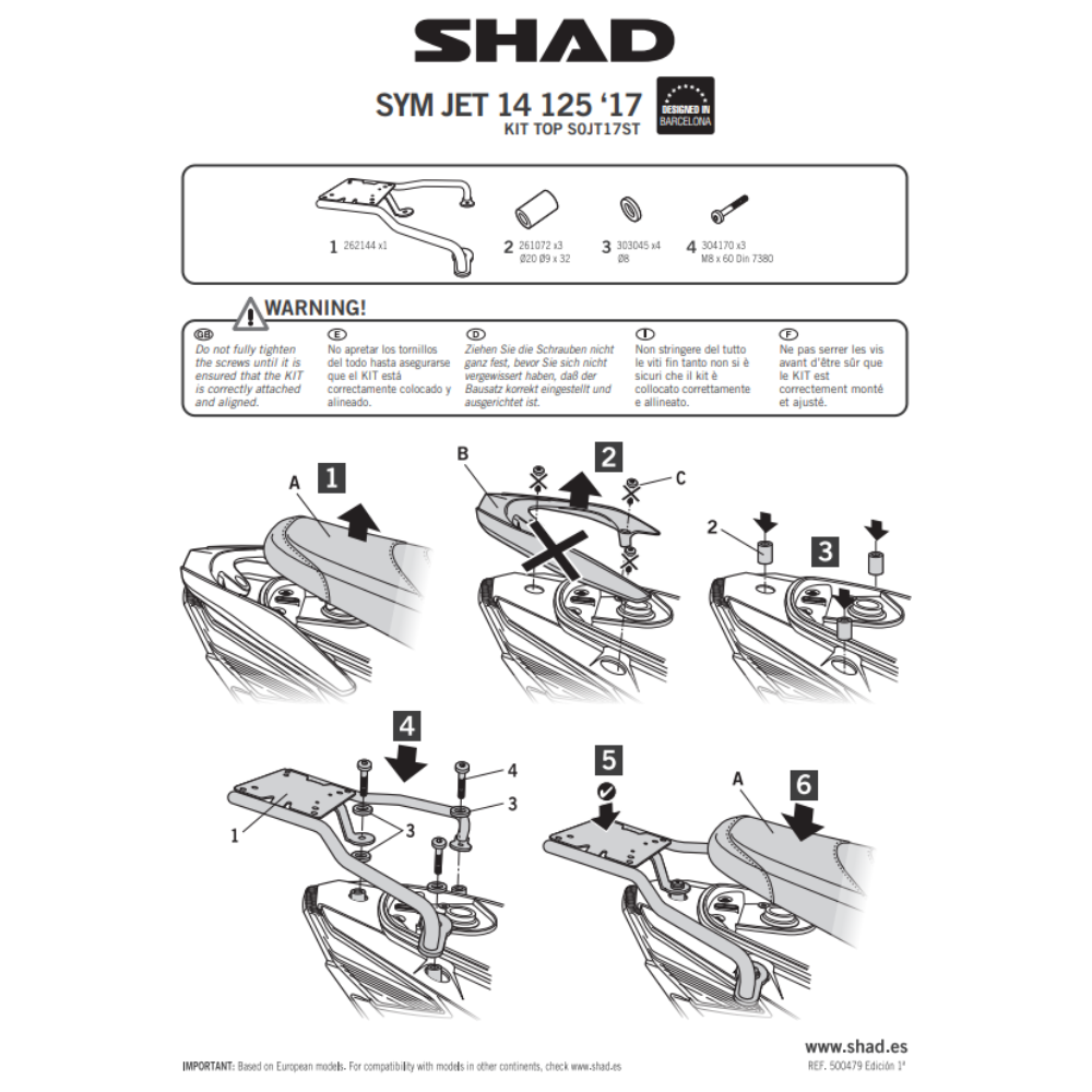SHAD Top Box Bracket SYM JET X 150 2021-2025