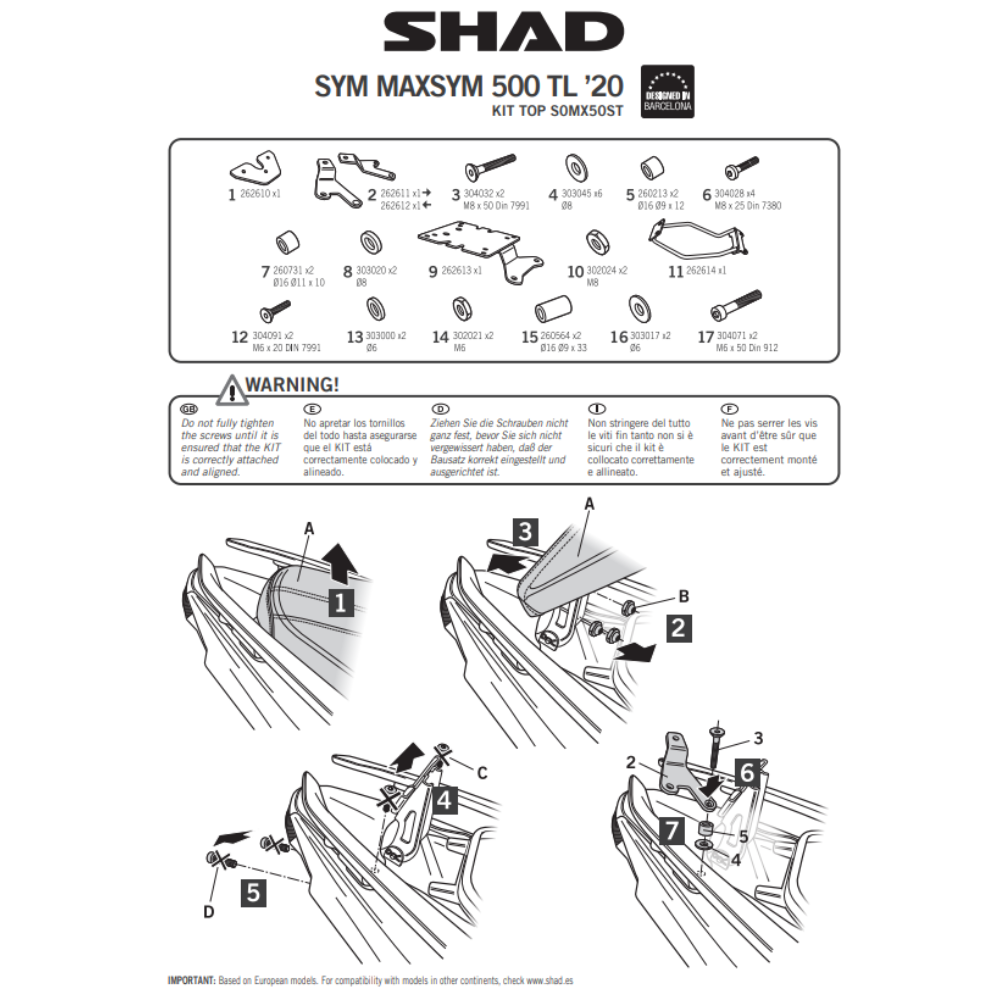SHAD Top Box Bracket SYM MAXSYM 508 TL