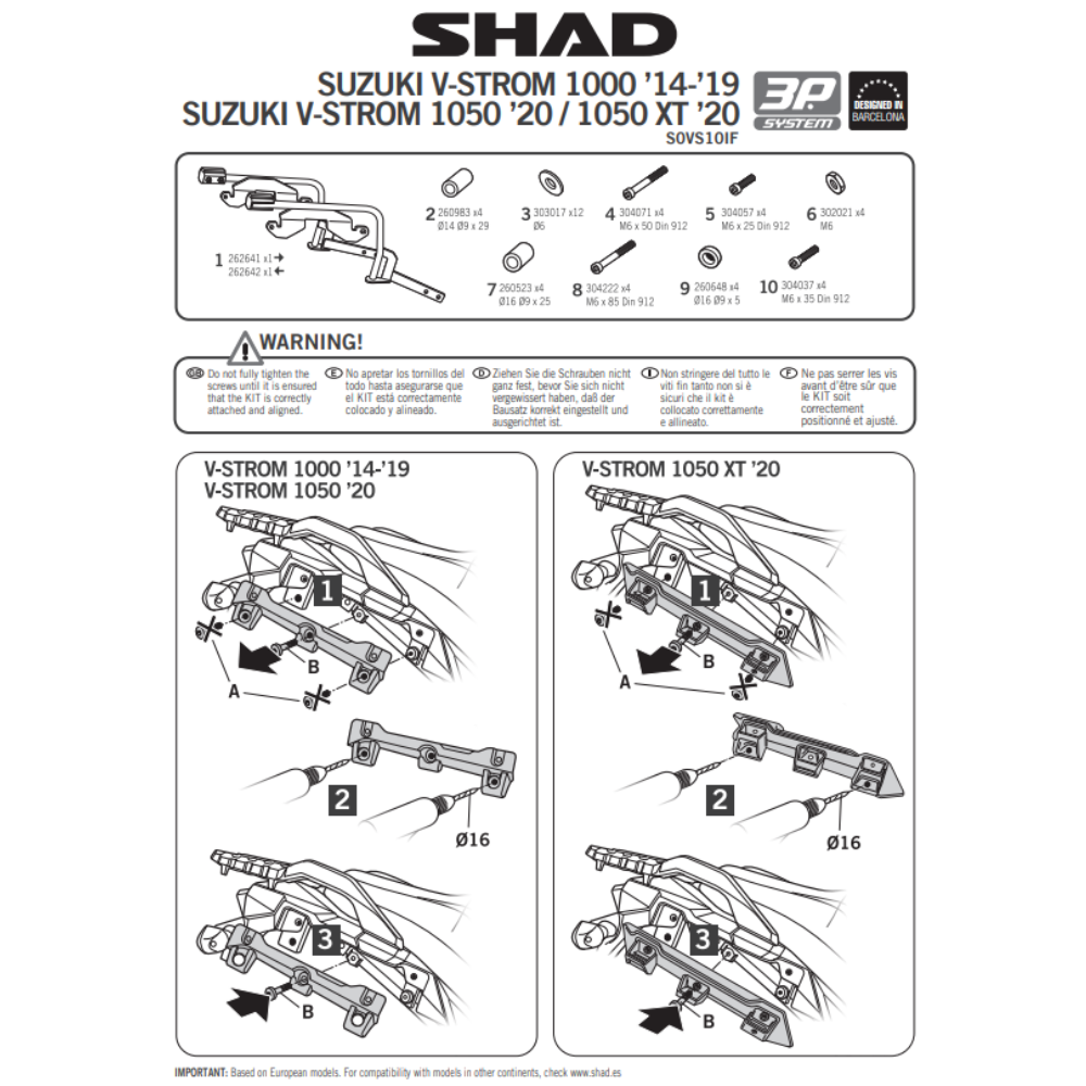 SHAD 3P System Side Bracket Suzuki SV650; SV650 X 2018-2026