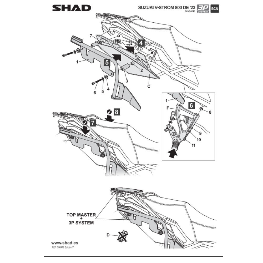 SHAD 3P System Side Bracket Suzuki V-STROM 800 SE/DE/TECH 2023-2026