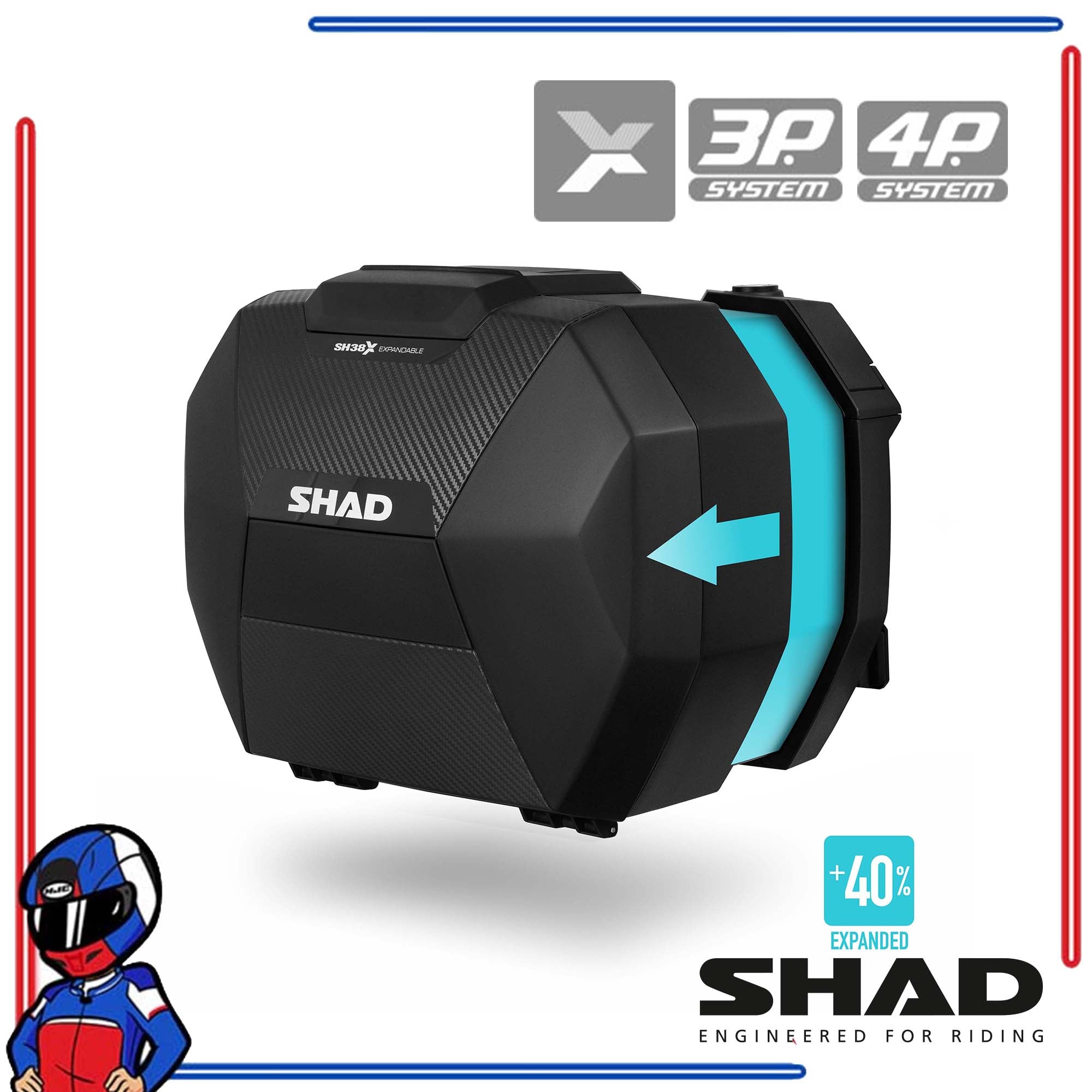 SHAD Motorcycle Expandable Side Cases SH38X Carbon