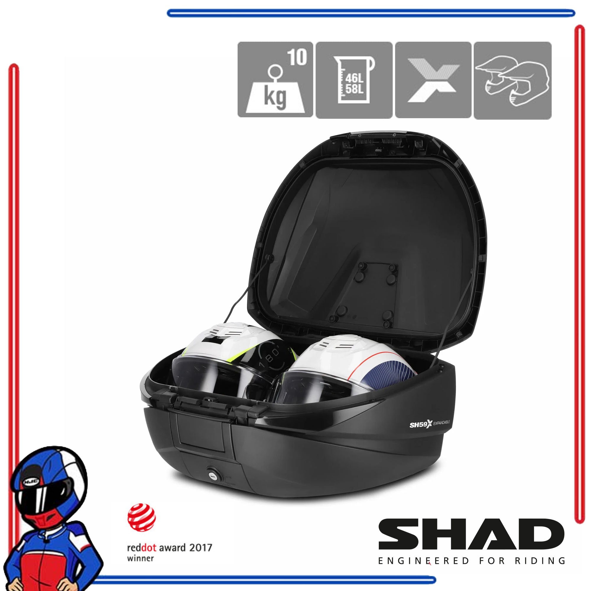 SHAD Motorcycle Box SH59X Black Aluminum
