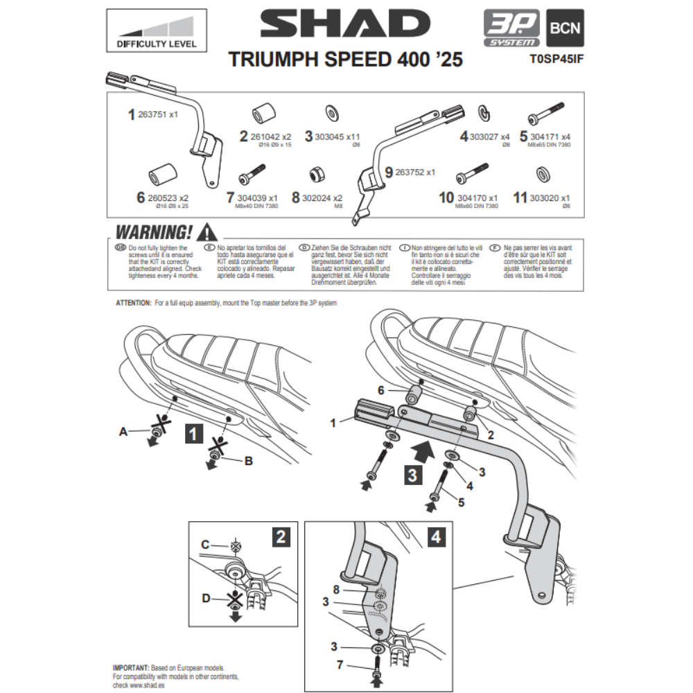SHAD 3P System Side Bracket Triumph Speed 400 2025