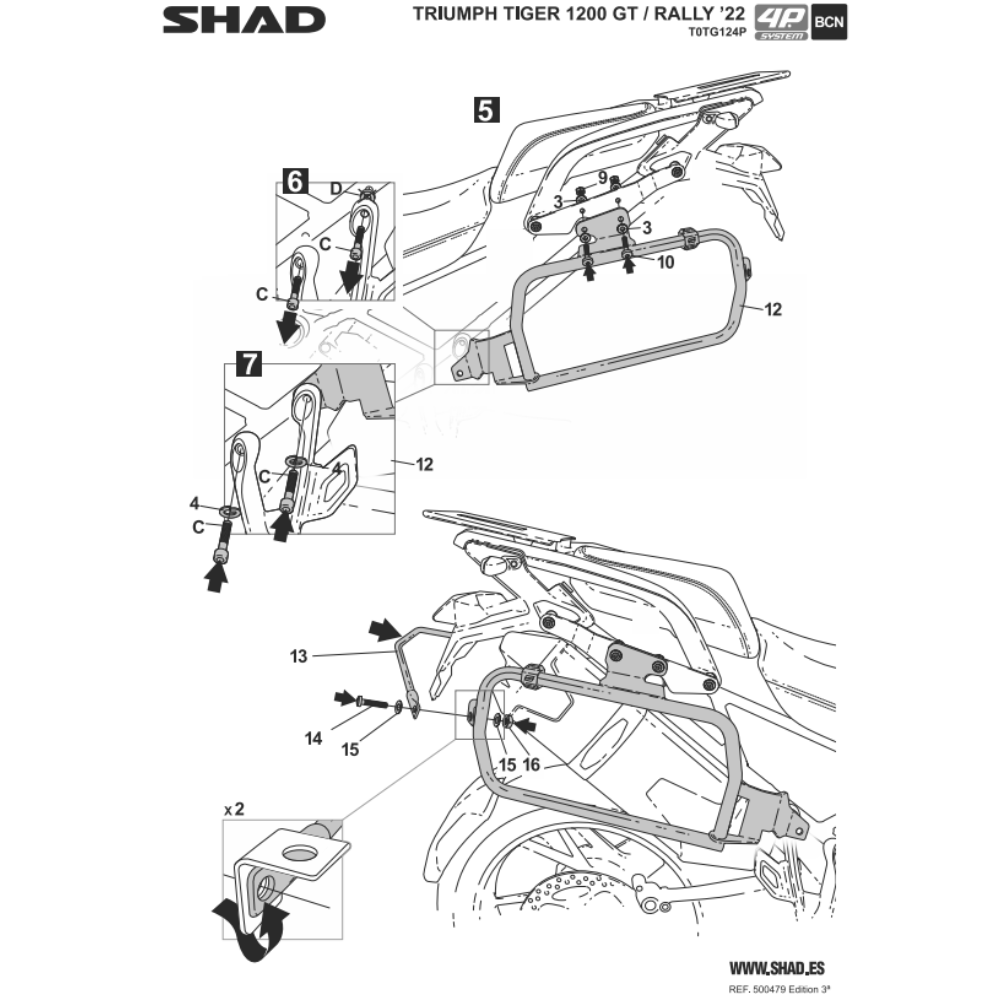 SHAD 4P System Side Bracket Triumph Tiger 1200GT; Rally 2022-2025