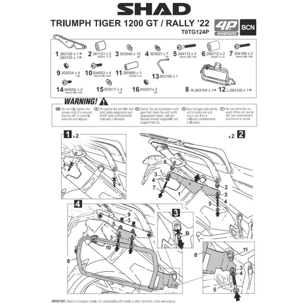 SHAD 4P System Side Bracket Triumph Tiger 1200GT; Rally 2022-2025