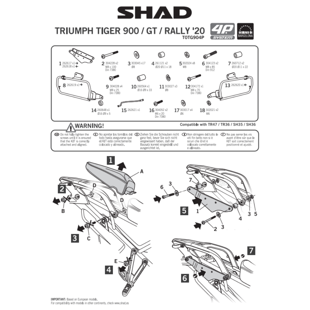 SHAD 4P System Side Bracket Triumph Tiger 850/900 2020-2025
