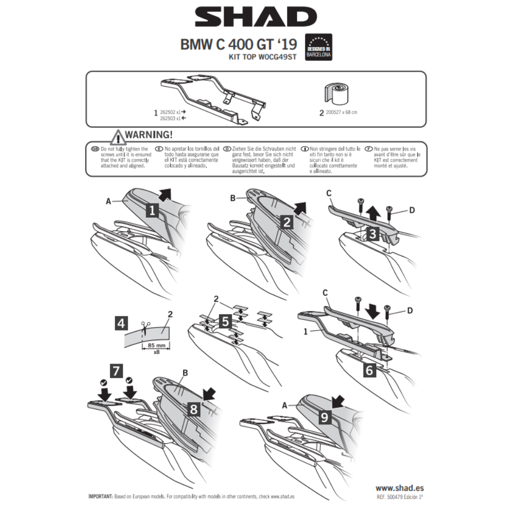 SHAD Top Box Bracket BMW C400 GT 2019-2025