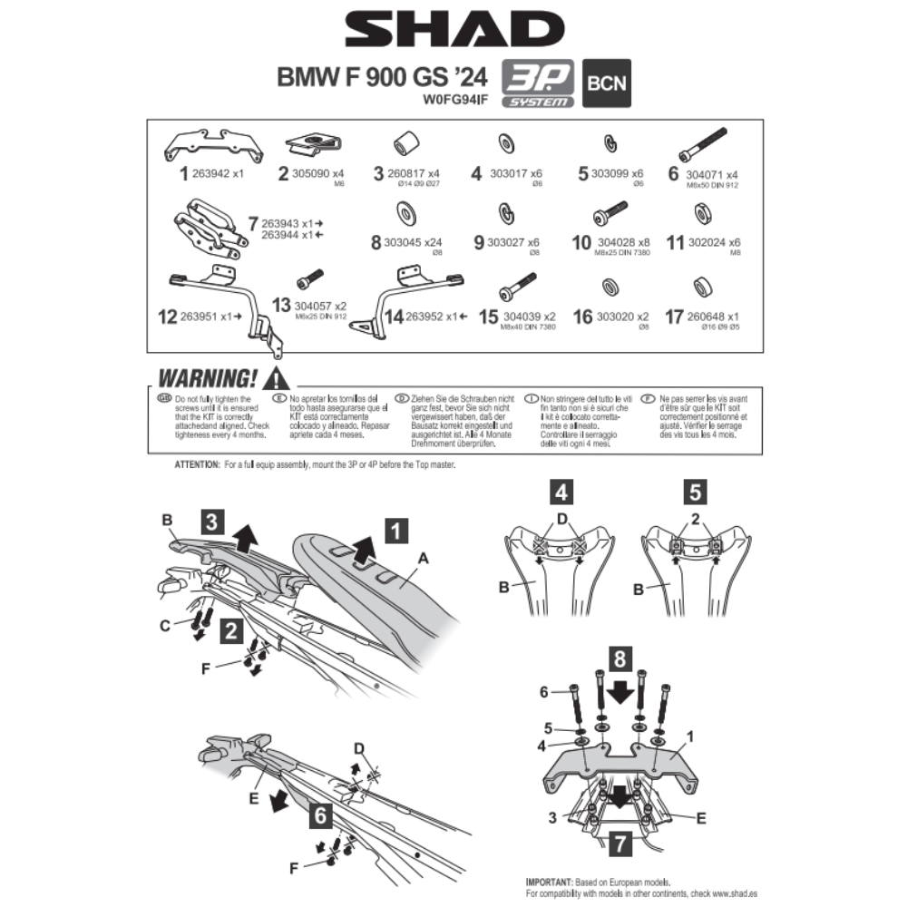 SHAD 3P System Side Bracket BMW F900GS 2024-2025