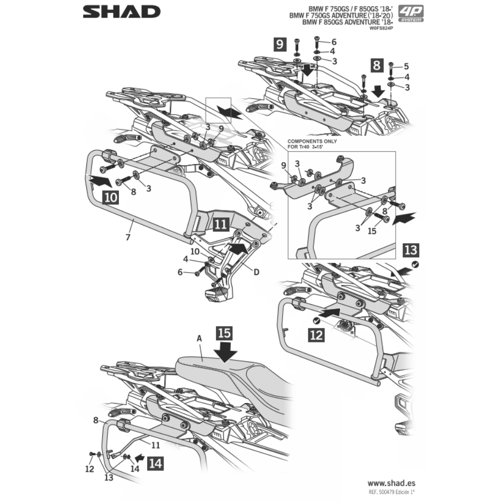 SHAD 4P System Side Bracket BMW F750GS; 850GS 2018-2025