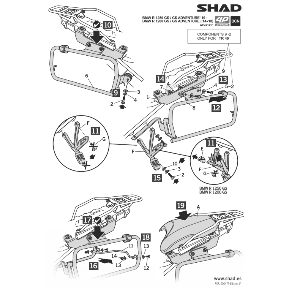 SHAD 4P System Side Bracket BMW R1250GS ADV 2019-2025