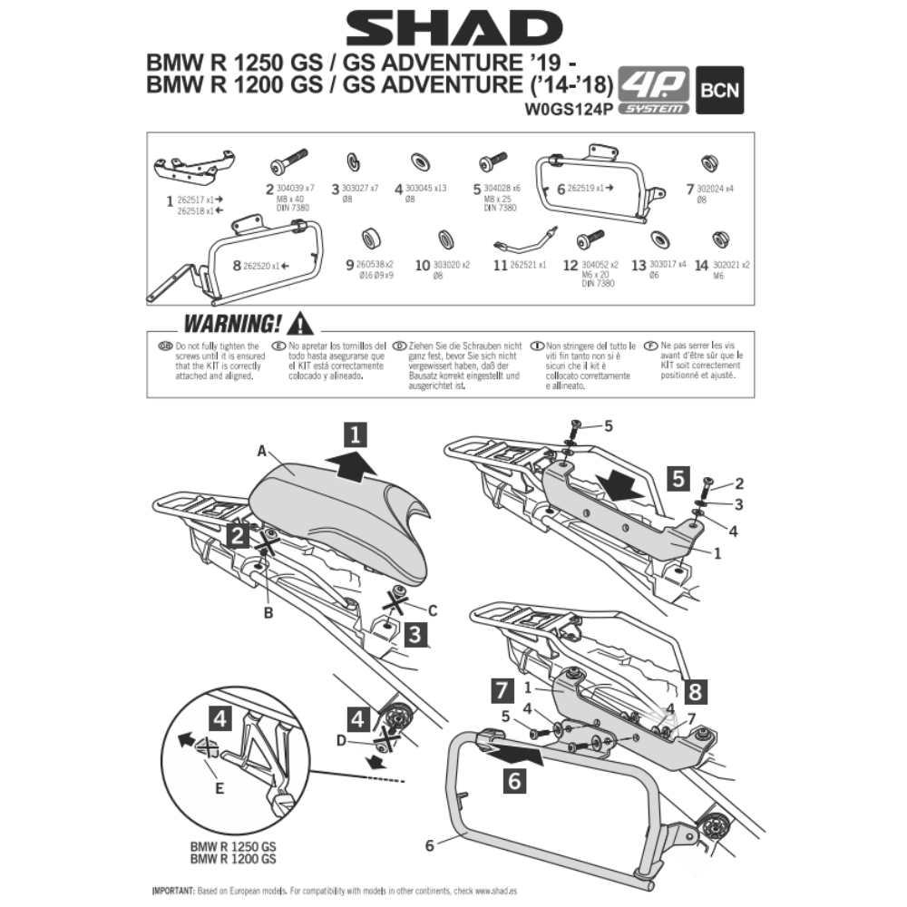 SHAD 4P System Side Bracket BMW R1250GS ADV 2019-2025