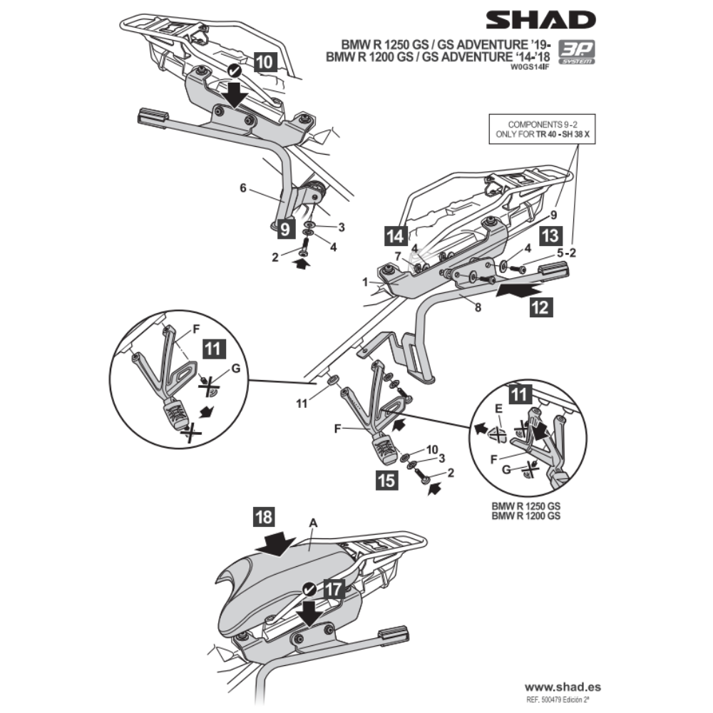 SHAD 3P System Side Bracket BMW R1250GS 2019-2025