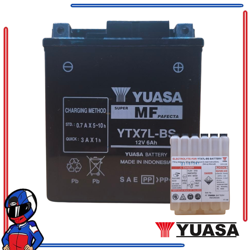 Yuasa Power Sports Battery YTX7L BS Vespa LX150 Primavera Sprint Honda Supremo Barako