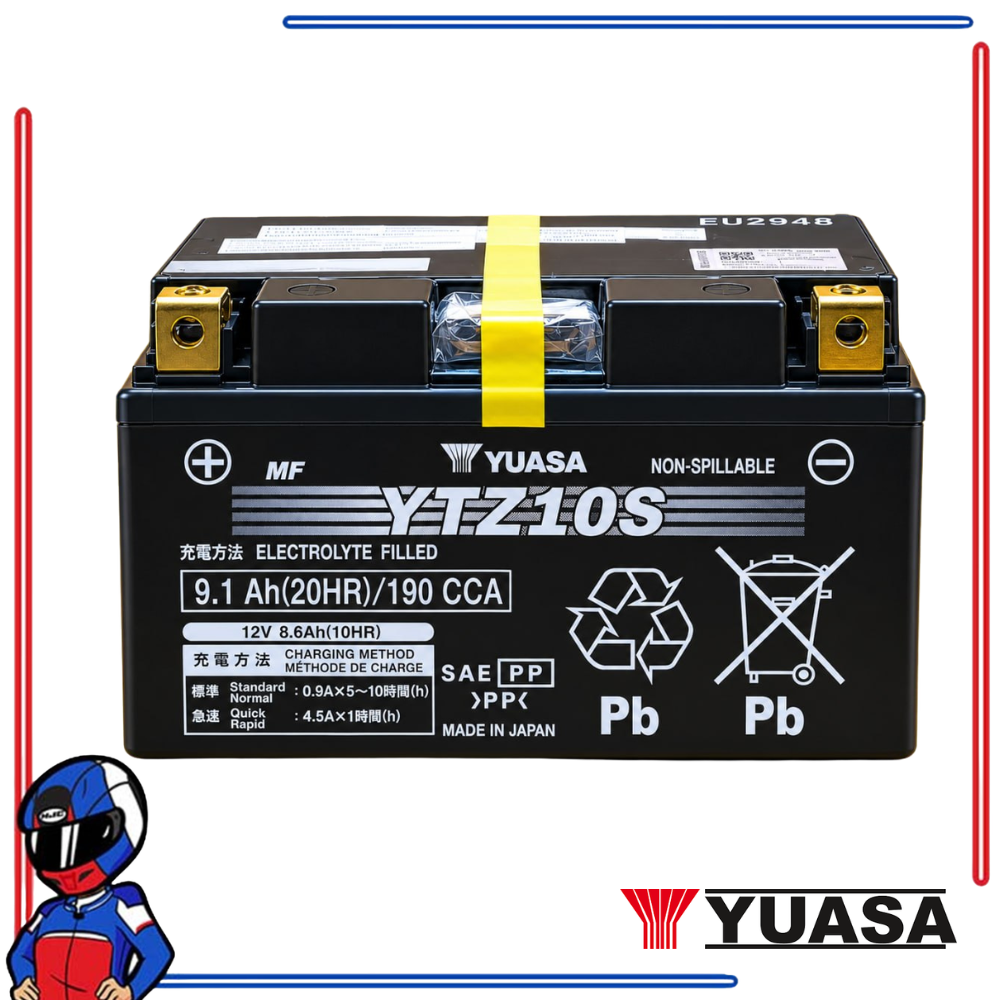 Yuasa Power Sports Battery YTZ10S MF Honda CBR600RR Yamaha R1 MT-10 Kawasaki ZX-10R