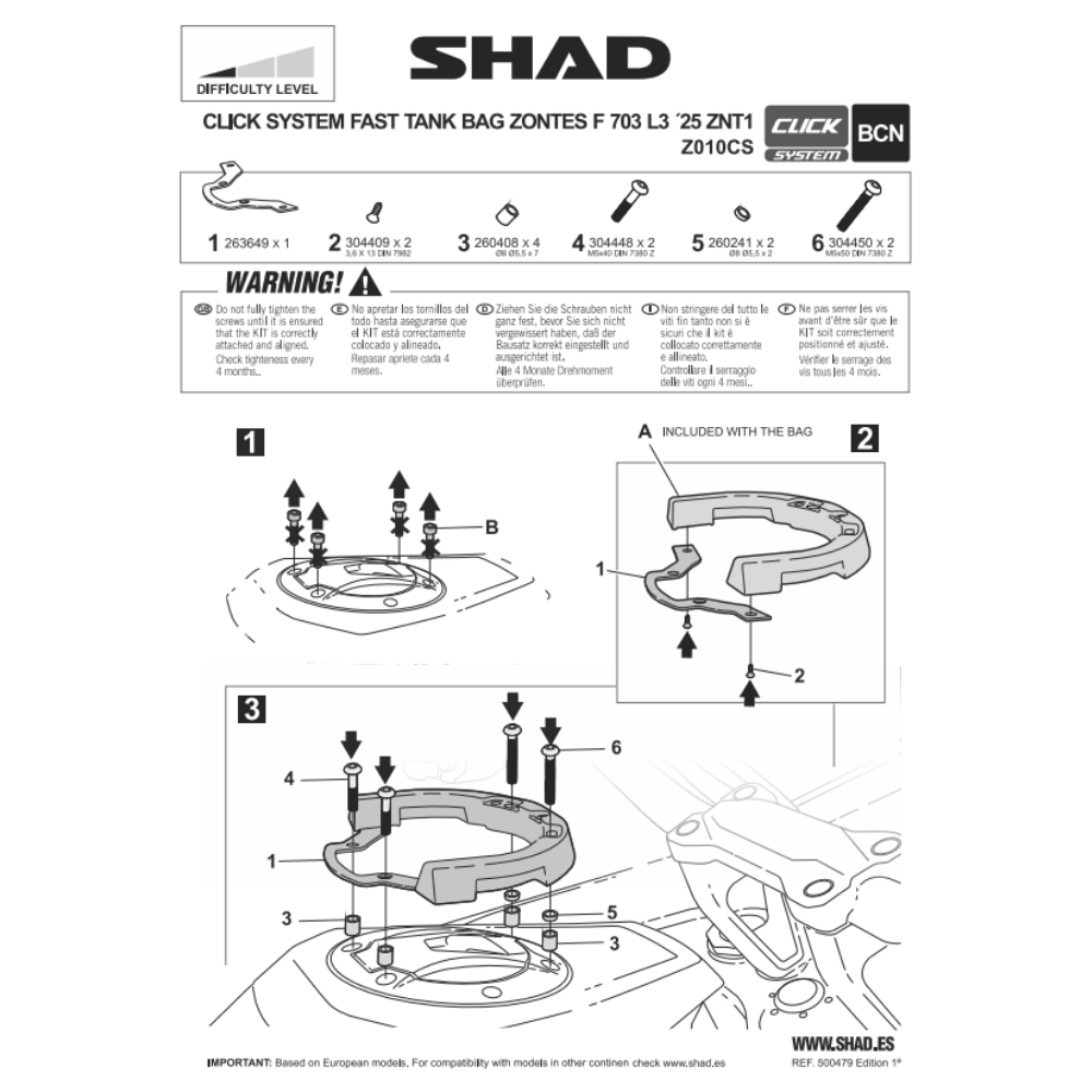 SHAD Click System Tank Bag Fitting Kit ZONTES