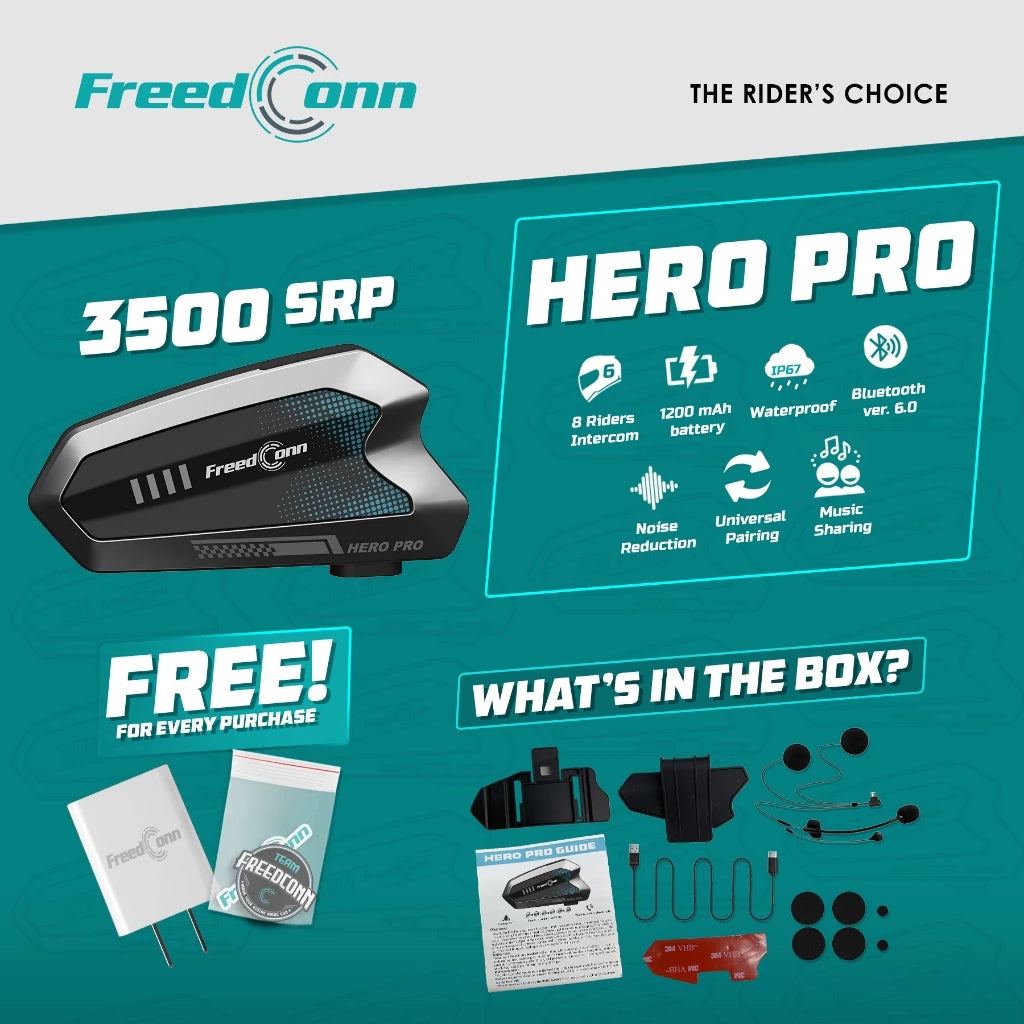 FreedConn Hero Pro Motorcycle Helmet Intercom Bluetooth Headset Talking System