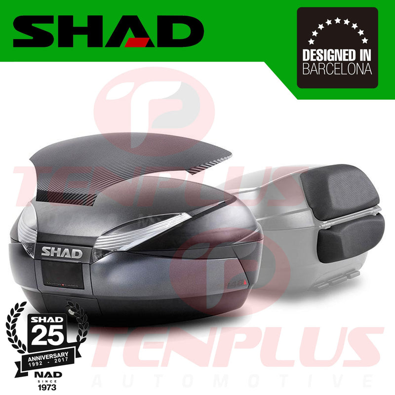 SHAD Motorcycle Box SH48 Carbon with Back Rest